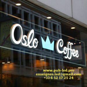 LETTRES 3D BOITIERS LED "OSLO COFFEE" ENSEIGNE EXTERNE 40CM