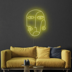 LAMPE DÉCORATIVE LED “VISAGE ABSTRAIT” NÉON FLEX, TAILLE MODULABLE 55 ET 80 CM, COULEUR À CHOISIR