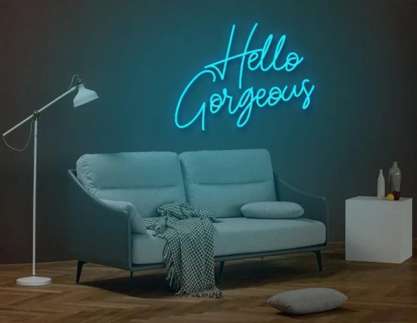 ENSEIGNE LUMINEUSE "HELLO GORGEOUS" NÉON FLEX PERSONNALISÉE, CHOIX DE TAILLE ET COULEUR, de 50 à 70 cm - Image 3