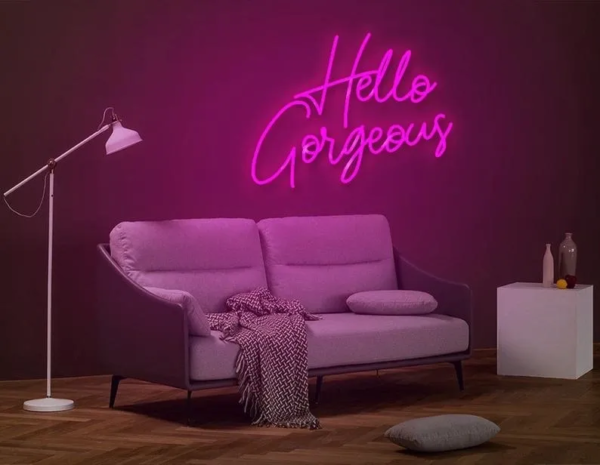 ENSEIGNE LUMINEUSE "HELLO GORGEOUS" NÉON FLEX PERSONNALISÉE, CHOIX DE TAILLE ET COULEUR, de 50 à 70 cm - Image 2