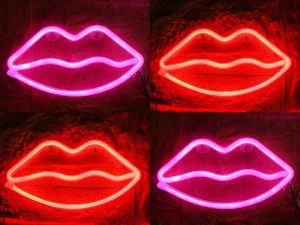 PANNEAU LED NÉON FLEX "LÈVRES", CHOIX PERSONNALISÉ DE COULEURS