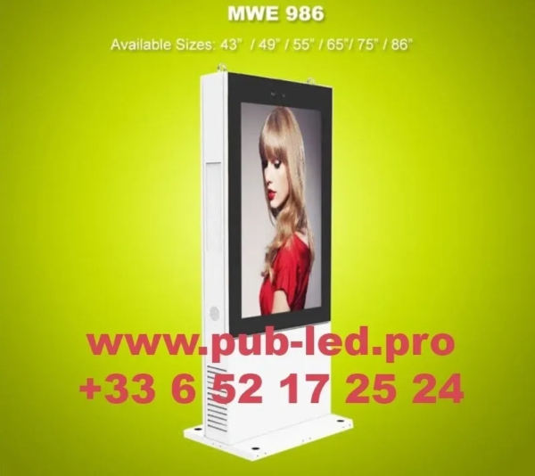 ÉCRAN TOTEM LCD PUBLICITAIRE EXTERNE PRÊT À INSTALLER 55”