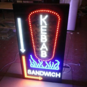PANNEAU LED DOUBLE FACE “KEBAB SANDWICH” AVEC ÉCLAIRAGE ET ANIMATION 130X65cm