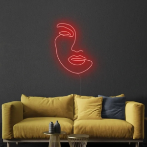 PANNEAU LUMINEUX “VISAGE DE DAME”, NÉON FLEX CRÉATIF, SUR MESURE EN 55 cm ET 80 cm