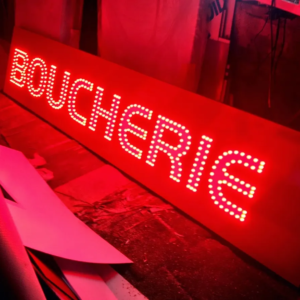 ENSEIGNE LUMINEUSE LED PIQUE EXTERNE BOUCHERIE 200x50cm À INSTALLER