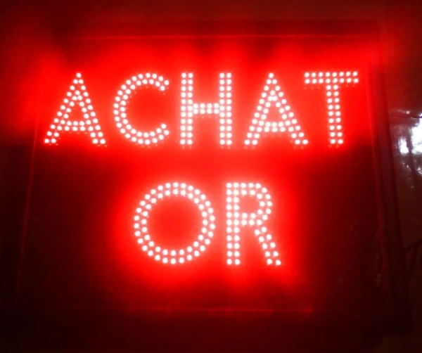 PLAQUE ÉLECTRIQUE LUMINEUSE LED ACHAT OR RECTO-VERSO 90x70cm – Image 4