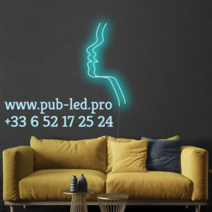 ENSEIGNE LED "DEUX VISAGES", NÉON FLEX DISPONIBLE EN 55-78 CM