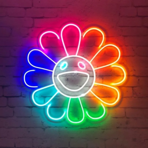 LAMPE DÉCORATIVE LED “FLEUR PAR TAKASHI MURAKAMI” NÉON FLEX, CHOIX DE TAILLE ET DE TEINTE, DE 38 À 75 CM