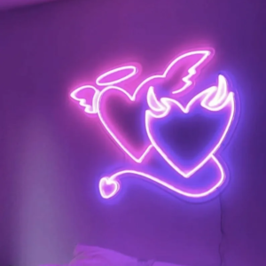 NÉON FLEX LED “ANGE ET DÉMON” FAIT SUR COMMANDE, CHOIX DES COULEURS ET TAILLES