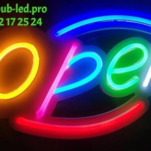 NÉON COMMERCIAL “OPEN”, PERSONNALISABLE DE 50 À 100CM, LARGE GAMME DE COULEURS