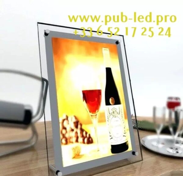 ENSEIGNE MAGASIN LUMINEUSE "PORTE AFFICHE VITRINE LED, TAILLE A3, 36.7x49cm