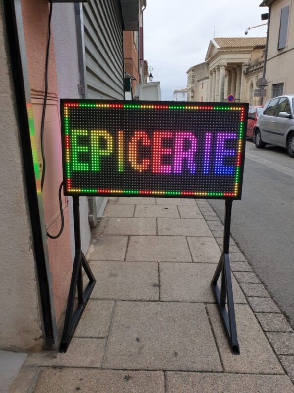 ENSEIGNE LUMINEUSE LED ”STOP TROTTOIR” DOUBLE FACES EXTERNE PROGRAMMABLE DEFILANT PRÊT À INSTALLER 70x35cm - Image 4