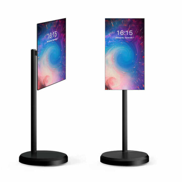 TÉLÉVISION TACTILE 27" ANDROID SUR ROULETTES - MONITEUR PORTABLE
